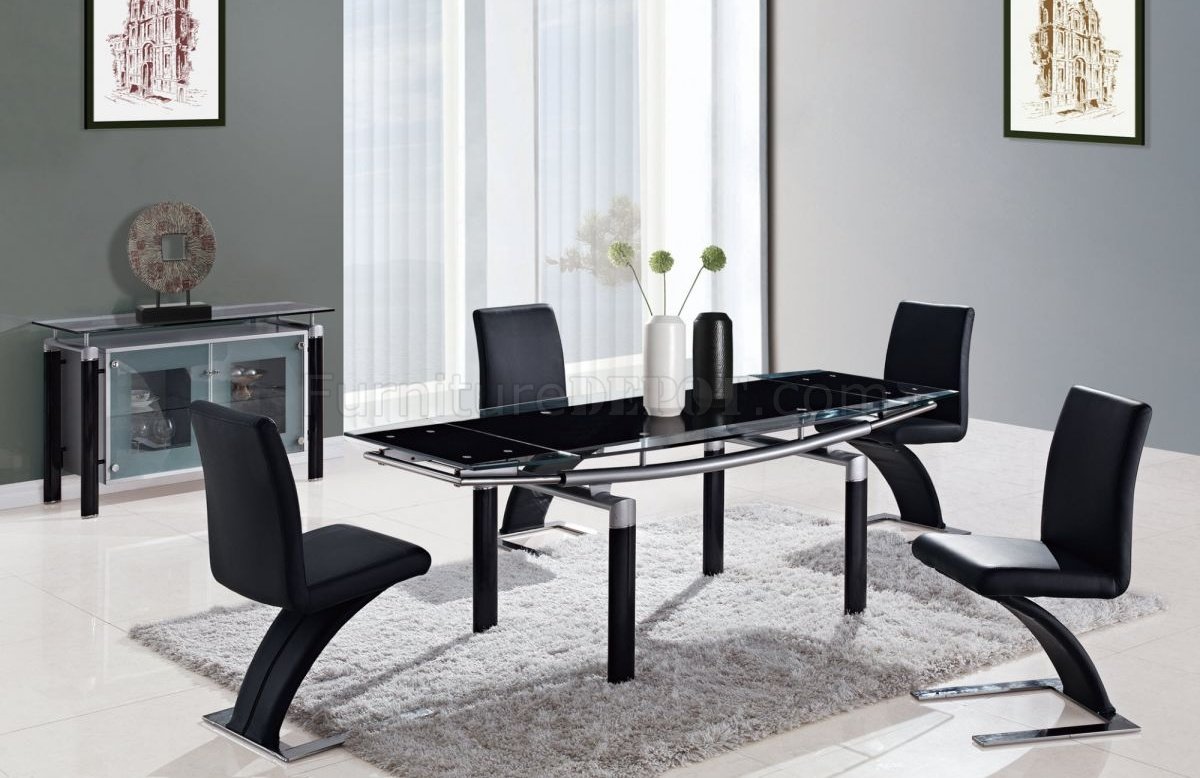 Black Modern 88 Dt Dining Table W Black Glass Top Options