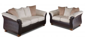 Combo Microfiber Sofa & Loveseat Set w/Dark Bonded Leather Base [AFS-4600-Combo]