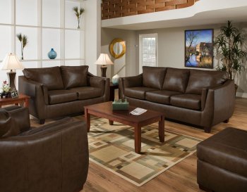 Brown Cordovan Bonded Leather Sofa & Loveseat Set w/Options [AFS-1050-Cordovan]