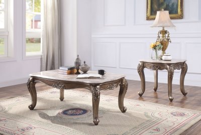 Jayceon Coffee Table 84865 Marble & Champagne by Acme w/Options