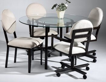 Clear Round Glass Top Modern Dinette Table w/Optional Chairs [CYDS-AMBER-DT]