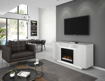Ethan Electric Fireplace Media Console White Dimplex w/Crystals [SFDX-Ethan Crystals]