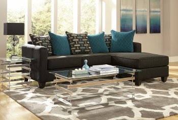 3002 Sectional Sofa in Charcoal Black Chenille Fabric [EGSS-3002]
