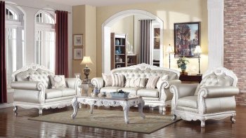 Gloria Classic Sofa in White Bonded Leather w/Options [ADS-Gloria]