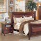 Mahogany Finish Modern Bedroom Set With Leather Details