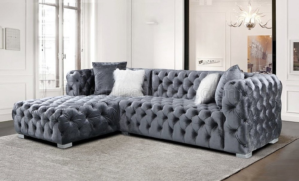 Gray Sectional Velvet Sofas, Sectional Sofa Grey Velvet