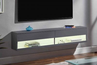 Ximena Floating TV Stand 91347 in Gunmetal by Acme w/LED