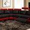4087 Sectional Sofa in Black & Red Bonded Leather by VIG