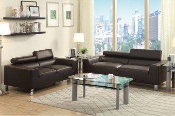 F7264 Sofa & Loveseat Set in Espresso Bonded Leather by Poundex [PXS-F7264]
