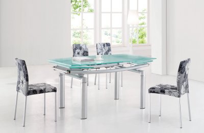 Glass Top Modern Dining Table w/Extension Leaf & Options