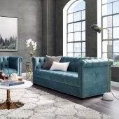 Heritage Sofa in Sea Blue Velvet Fabric by Modway w/Options