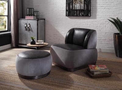 Decapree Accent Chair & Ottoman 59270 in Slate & Gray by Acme