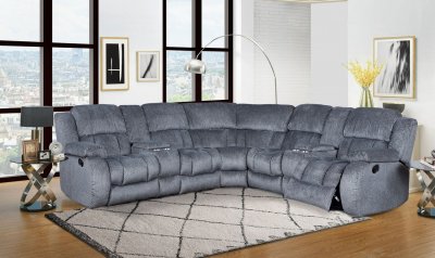 U250 Motion Sectional Sofa in Dark Gray Fabric by Global