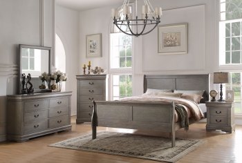 Louis Philippe Bedroom 23860 5Pc Set in Antique Gray by Acme [AMBS-23860-Louis-Philippe]