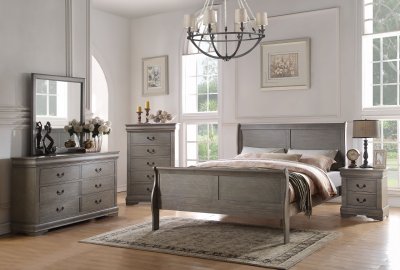 Louis Philippe Bedroom 23860 5Pc Set in Antique Gray by Acme