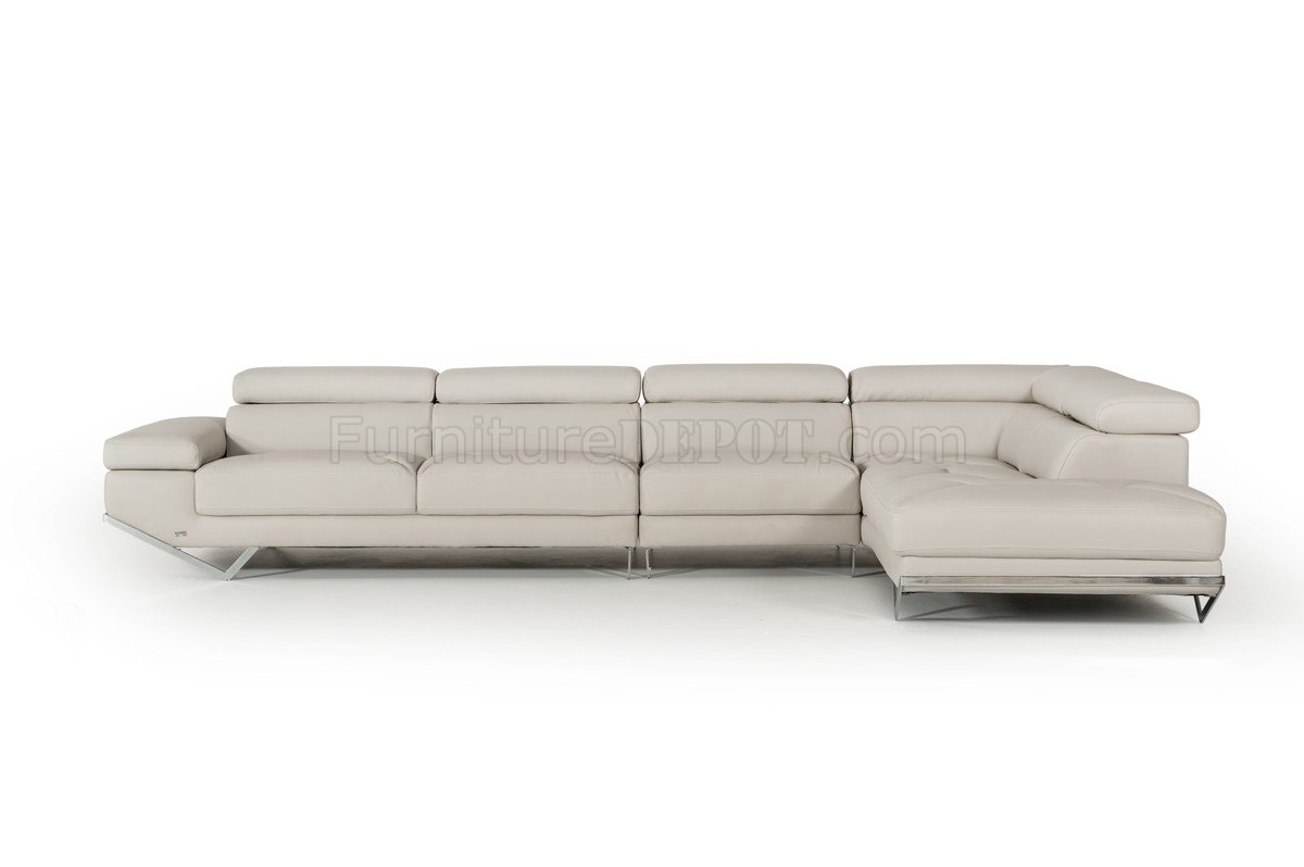 Quebec Sectional Sofa 8488A in Light Grey Eco-Leather by VIG - Click Image to Close