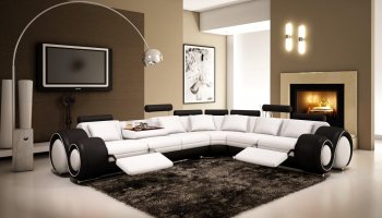4087 Sectional Sofa in White & Black Bonded Leather by VIG [VGSS-VGEV4087-6 White Black]