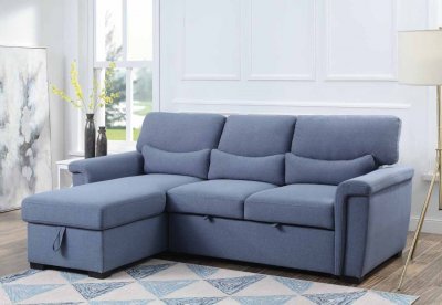Haruko Sectional Sofa 55540 in Blue Fabric by Acme