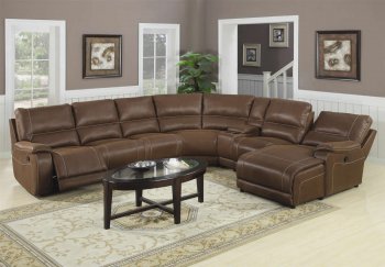 Brown Suede-Like Padded Microfiber Reclining Sectional Sofa [CRSS-600312-Loukas]