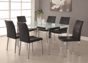 Frosted Glass Top & Chrome Base Modern 7Pc Dining Set [CRDS-120761]