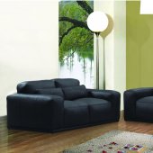 Black Full Italian Leather Modern Sofa & Loveseat Set