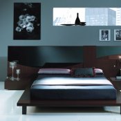 Mahogany Color Matte Finish Contemporary Platform Bed