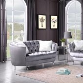 FD171 Sofa & Loveseat Set in Gray Velvet by FDF