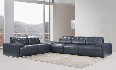 David Sectional Sofa in Blue Leather by J&M