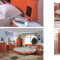 Cherry Finish Contemporary Bedroom Set w/Optional Case Goods
