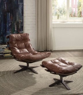 Gandy Swivel Chair & Ottoman Set 59530 by Acme in Retro Brown