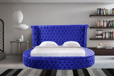LCL-B04 Upholstered Bed in Blue Velvet