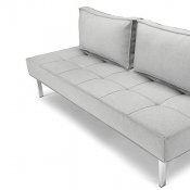 Basic Light Grey Fabric Modern Sofa Bed w/Chromed Steel Legs