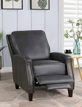 Venice Accent Chair AC02188 in Gray Leather by Acme w/Footrest [AMAC-AC02188 Venice]