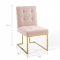 Privy Dining Chair Set of 2 in Pink Velvet by Modway
