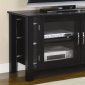 Black Finish Contemporary Elegant TV Stand W/Clear Glass Doors