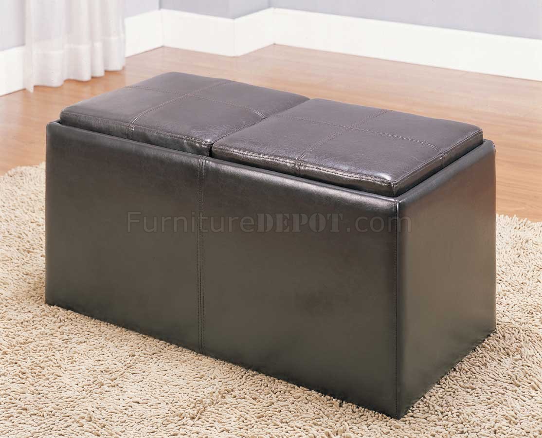 Claire 469PU Storage Ottoman by Homelegance w/2 Stools & Trays - Click Image to Close