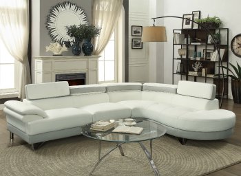 F6967 Sectional Sofa in White & Light Grey Faux Leather by Boss [PXSS-F6967 White- Light Grey]