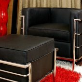 Le Corbusier Style Chair in Black Leather