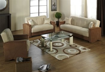 Beige & Brown Fabric Modern Living Room Sofabed w/Storage [IKSB-BOSTON-Rainbow Beige Brown]