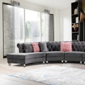LCL-002 Sectional Sofa in Gray Velvet
