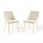 Viscount Dining Chair 3808 Set of 2 in Ivory Velvet by Modway