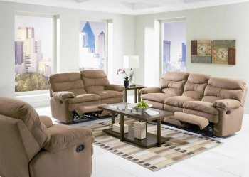 Light Brown Microfiber Modern Reclining Sofa [CRS-600461-Harmon]