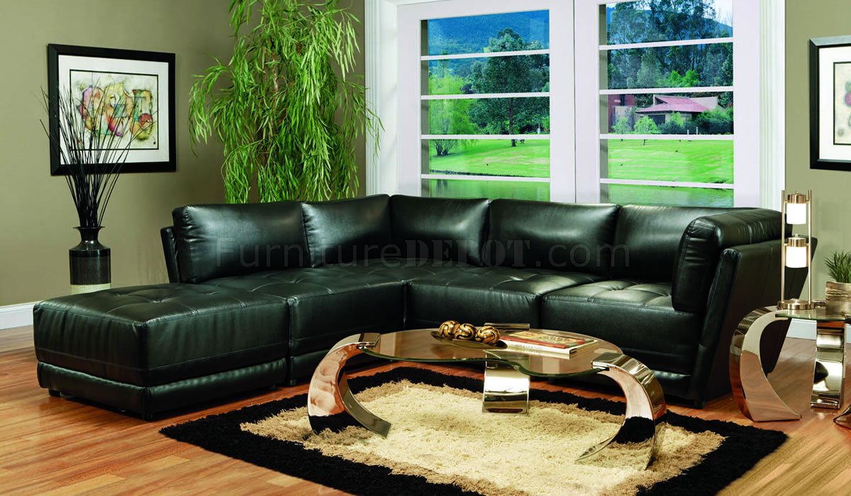 Kayson Sectional Sofa 5pc Black Bonded, Leather Sectional Living Room Ideas