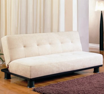 Beige Microfiber Modern Elegant Convertible Sofa Bed
