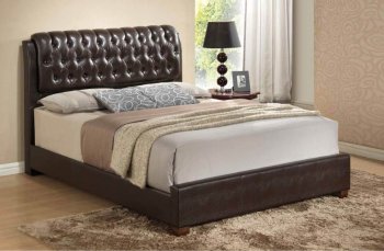 8119 Upholstered Bed in Brown Leatherette by Global [GFB-8119]
