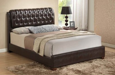 8119 Upholstered Bed in Brown Leatherette by Global