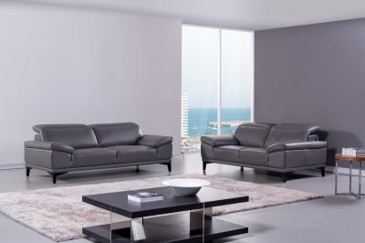 S215 Sofa in Dark Grey Leather by Beverly Hills w/Options