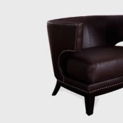Brown Faux Leather Modern Eclipse Club Chair