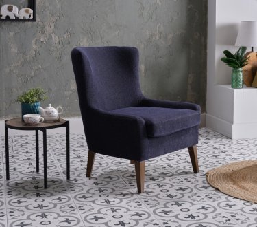 Canyon Accent Chair in Navy Fabric by Bellona