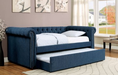 Leanna CM1027TL Daybed & Trundle Set in Dark Teal Fabric